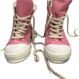 Pink and White High-Top Sneakers